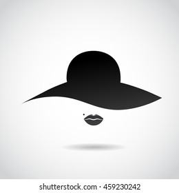 Lady retro hat icon isolated on white background. Vector art.