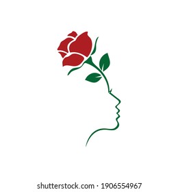 lady rose woman beauty icon logo concept graphic design