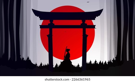 lady Samurai Background. samurai wallpaper. japan theme background. landscape fantasy walpaper. japanese samurai background.