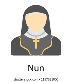 
Lady in scarf with cross necklace referring to nun icon
