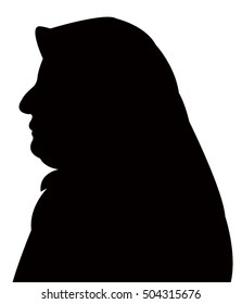 a lady with scarf, head silhouette vector