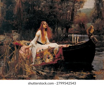 The Lady of Shalott - vector illustration