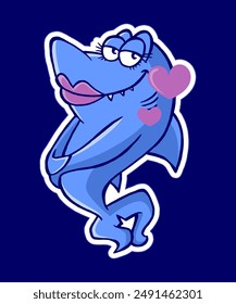 Lady Shark Cartoon Design Sticker