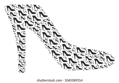 Lady Shoe composition constructed in the collection of lady shoe elements. Vector iconized composition composed with simple icons.