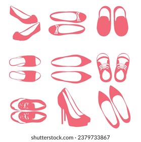 Vectores planos de silueta de zapatos de mujer