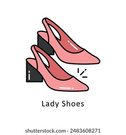 Zapatos de mujer Vector Contorno relleno Ilustración de diseño. Símbolo sobre fondo blanco EPS 10 Archivo