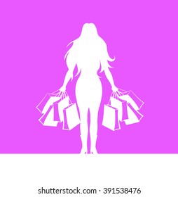 Lady shopper silhouette