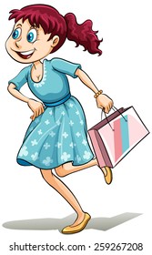 Lady with a shopping bag on a white background