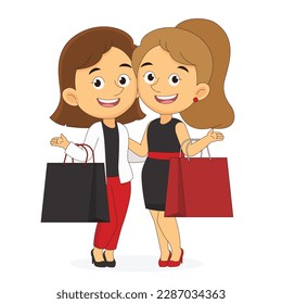 Lady Shopping, Fashion Shopper Fun Girls, Woman with Shopping Bags