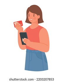 lady shopping online over white