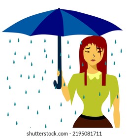 Lady Showing Her Sorrow Using Umbrella Stock Vector (Royalty Free ...