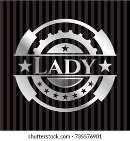 Lady silvery emblem or badge
