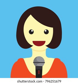 Lady Singing Cartoon Vector Illustration Graphic