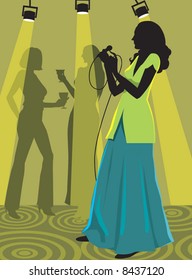  lady singing in a party	