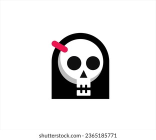 lady skull logo Vector simple