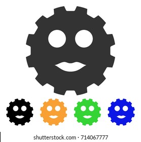 Lady Smiley Gear icon. Vector illustration style is a flat iconic lady smiley gear symbol with black, grey, green, blue, yellow color variants. Designed for web and software interfaces.