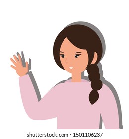 Lady smiling concept on white background. Cartoon character for your project. Vector illustration in a flat style