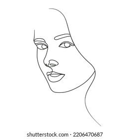 Lady lächelt lineare, elegante Linienzeichnung