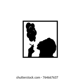 lady smoking a cigarette vector icon