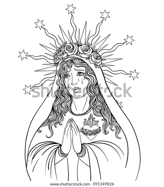 Lady Sorrow Devotion Immaculate Heart Blessed Stock Vector (Royalty