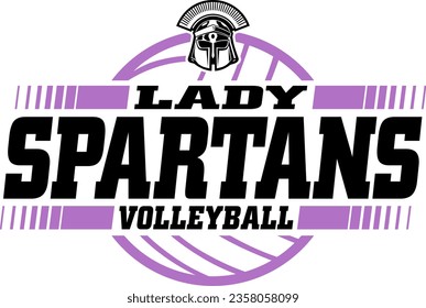 lady spartans volleyball team design with ball for school, college or league sports