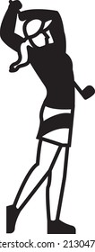 Lady with Stick or Wedge Vector Icon Design, Club and Ball sport Symbol, Golfers Equipment Stock illustration, Girl is Playing Golf Concept, 