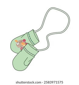 Lady string mittens gloves mockup template vector design technical illustration.
