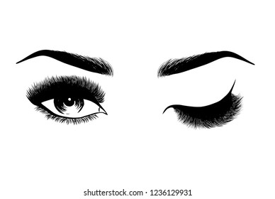 Lady stylish eye and brows with full lashes