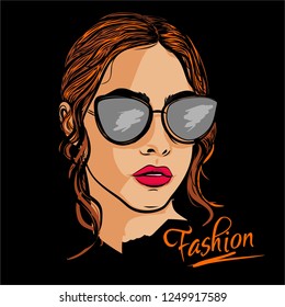lady with sunglasses vector illustration