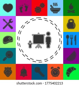 icono de señora maestra - señora maestra con tablero - escuela vector o símbolo y símbolo de aula. Pictograma plano - icono sencillo