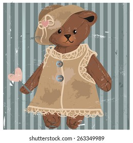 Lady Teddy Bear. Vector illustration.