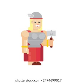 Ilustración de personaje de diseño plano geométrico Lady Thor.
