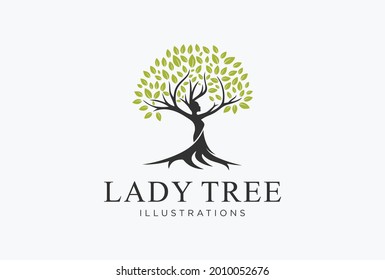 Lady Tree Logo Design In A Symbol Tree Of Life Style.