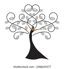 lady tree, woman with leaves branches