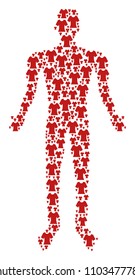 Lady T-shirt human figure. Vector lady T-shirt icons are formed into person collage.