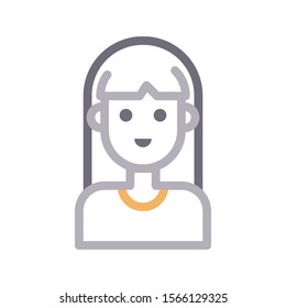 lady vector colour line icon 
