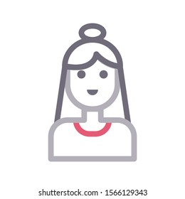 lady vector colour line icon 
