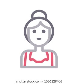 lady vector colour line icon 