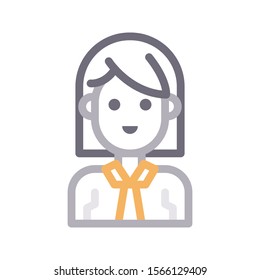lady vector colour line icon 