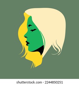 Lady vector illustration in green background