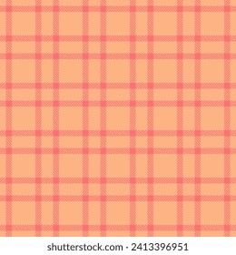 Lady vector seamless check, platform pattern textile background. Girl plaid fabric tartan texture in orange and red color.