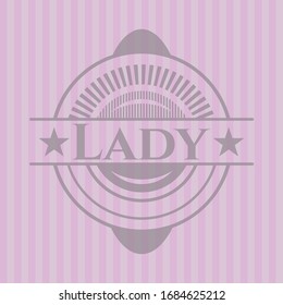 Lady vintage pink emblem. Vector Illustration. Detailed.