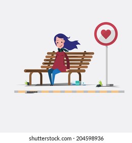 lady are waiting for love - vector illustration