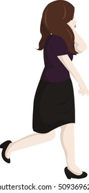 Lady Walking / Talking on Phone - Vector Illustration