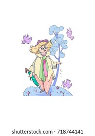  Lady walks in the park