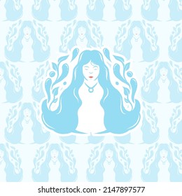 Lady Water Logo Pattern Vector Illustration