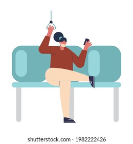 lady wearing mask in transport