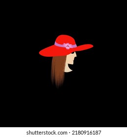 Lady lleva sombrero y gafas negras, ilustración vectorial 