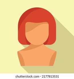 Lady wig icon flat vector. Long hair. Short model
