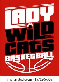 lady wildcats basketball team design with half ball for school, college or league